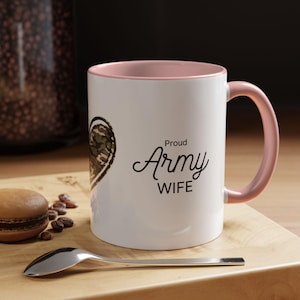 Proud Army Wife Coffee Mug: Camo Heart Design, Military Spouse Gift