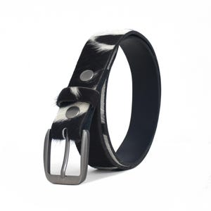 Handmade Genuine Leather Cow Hair Belt for Men – Premium Hair-on-Hide Artisan Belt – Exotic Western Statement Piece – Luxury Gift for Him