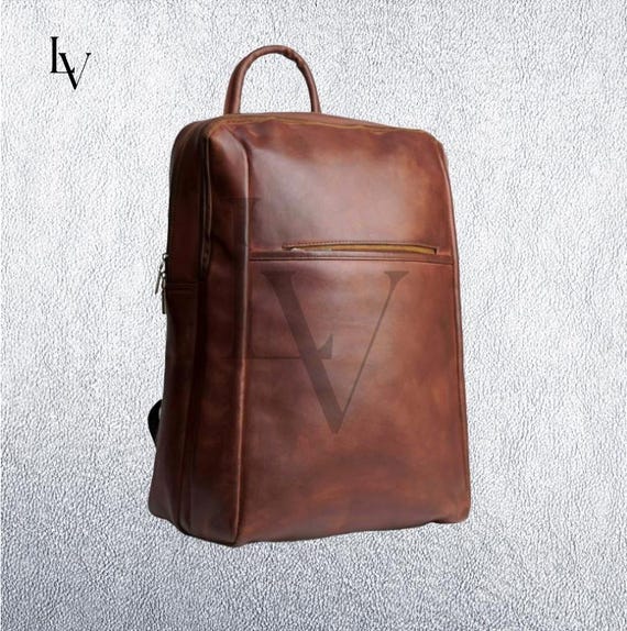 Full-Grain Leather Backpack Purse for Work, 15.6\