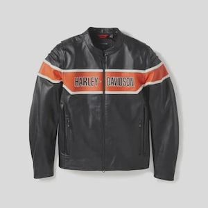 Harley-Davidson Men’s Trenton Leather Jacket Real Motorcycle Riding Gear Great Gift for Bikers