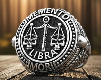 Anillo de Libra en plata de ley, anillo con el signo del zodíaco, regalo de joyería con balanza.