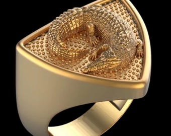 Handgjord krokodilring – Reptilsmycken i oxiderat sterlingsilver