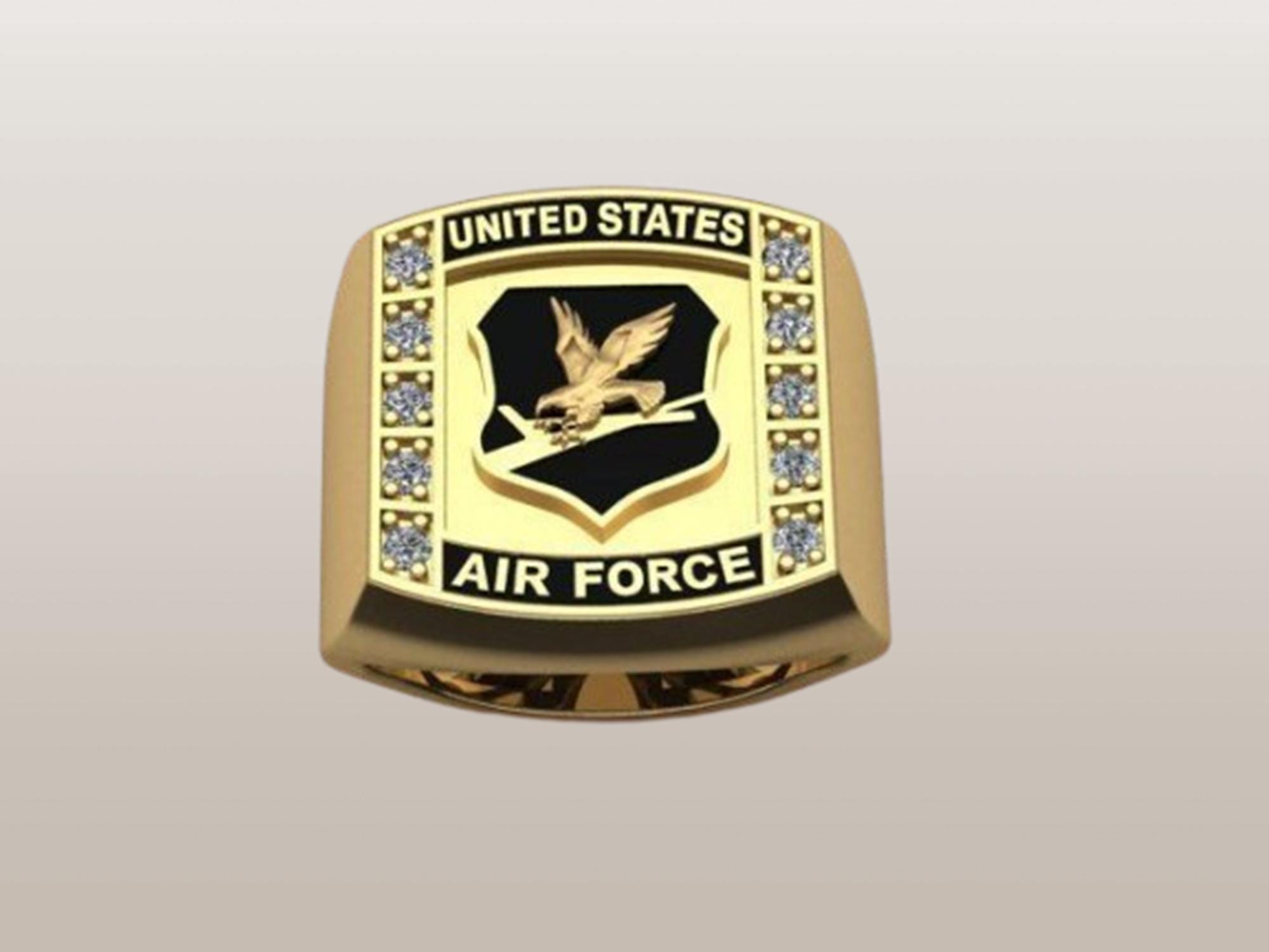 Handmade Sterling Silver US Air Force Ring With Diamond – Veteran Gift ...