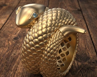 Anillo de serpiente de plata de ley con ojos de diamante – Banda gótica de Ouroboros