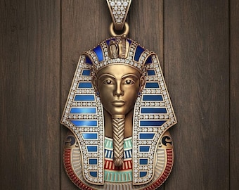 Sterlingzilveren koning Tut-hanger – diamanten amulet van Egyptische farao