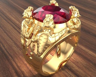 Tiger Ruby Ring – 925 Sterling Silver, Men’s Animal Band