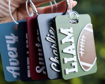 Personalized Football Bag Tag | 3D-Printed Custom Player Name Keychain for Backpacks & Sports Team Gifts