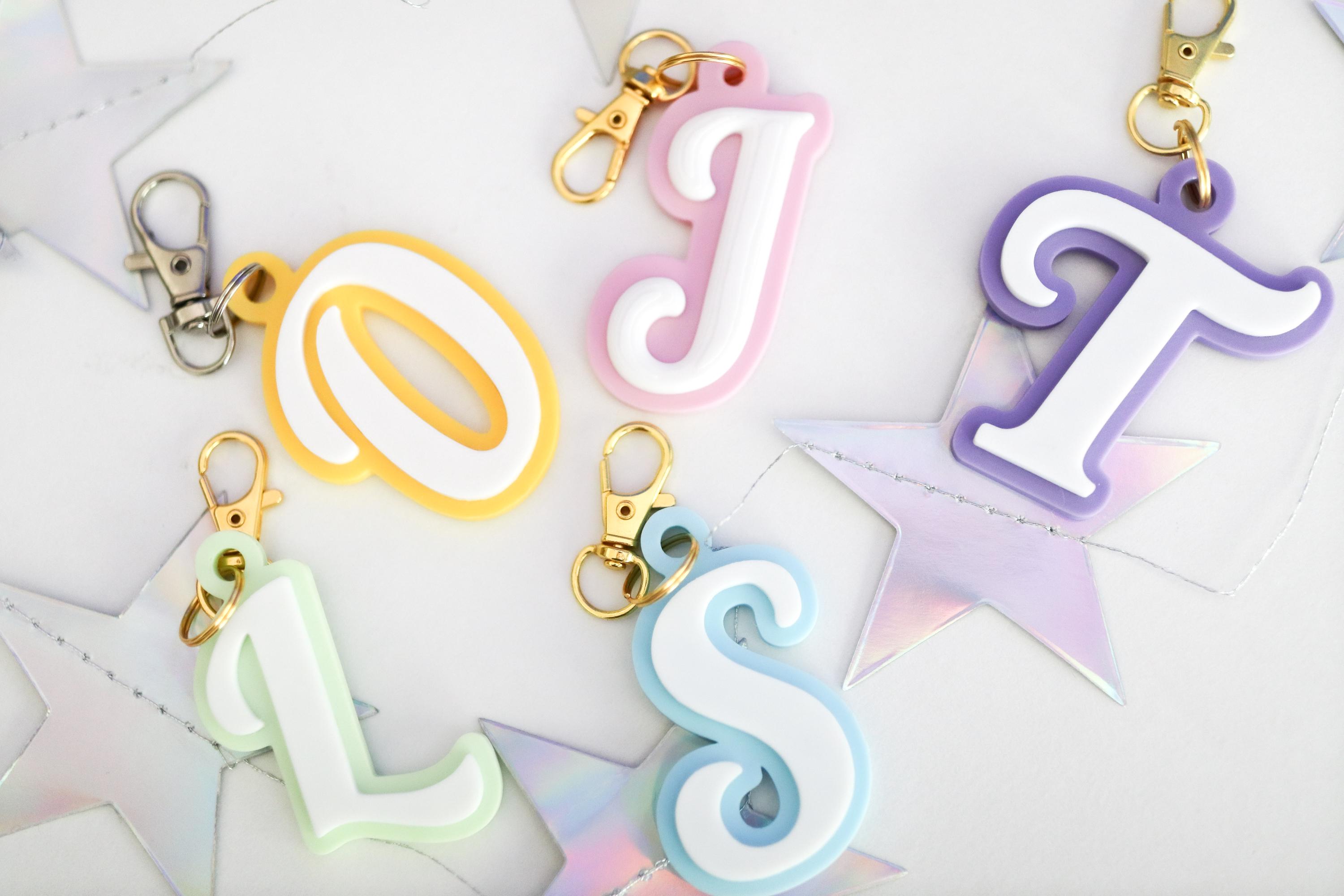 Keychain Cursive Cursive Initial Custom Keychain | 3D Printed Teacher Appreciation Gift ...