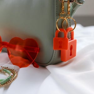 Lock Keychain- Showgirl Era Inspired 3D Printed Bag Charm, Mini and Large Size image 2