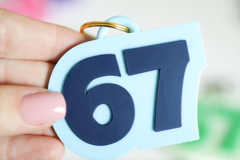 Trendy '67' Keychain | 3D Printed Meme Bag Charm - Etsy