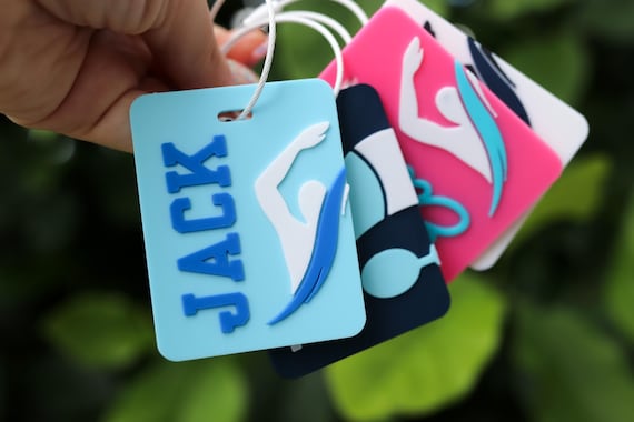 Custom Swim Bag Tag | Personalized Swimmer Keychain | 3D-Printed Swimming Team Gifts