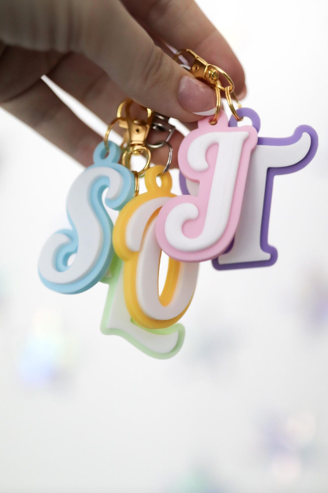 Keychain Cursive Cursive Initial Custom Keychain | 3D Printed Teacher Appreciation Gift ...