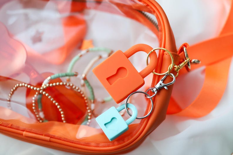 Mini Lock Charm Showgirl Era Inspired Large & Mini Lock Keychain – Bag Charm in Orange ...