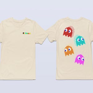 Pac-Man Colorful Ghosts Comfort Colors T-Shirt | Retro Arcade Gamer Tee | 80s Video Game Graphic Shirt