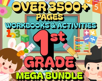 1st Grade Mega Bundle | 3500+ Pages, Math, Reading (Printable Worksheets)
