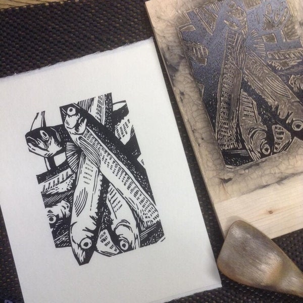 Capelin Woodcut Print