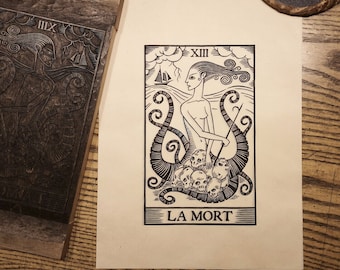 La Mort Tarot Woodcut Print