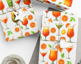 Colorful Cocktail Gift Wrap On Trend Wrapping Paper Stylish Gift Wrap Modern 21st Birthday Bridal Shower Bachelorette Paper
