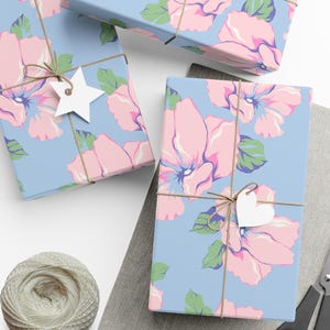 Coquette Wrapping Paper Pink Floral Gift Wrap Cute Aesthetic Packaging Paper for Birthday Bridal Shower Baby Shower Presents