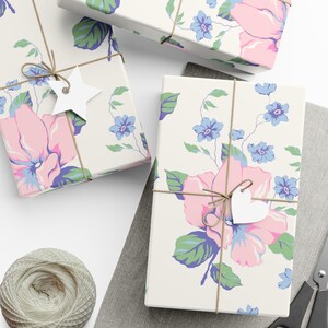 Coquette Wrapping Paper Pink Floral Gift Wrap Cute Aesthetic Packaging Paper for Birthday Bridal Shower Baby Shower Presents