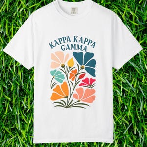 Kappa Kappa Gamma T-Shirt Floral Block Tee Print, Kappa Merch, Sisterhood Gift, Greek Life Apparel
