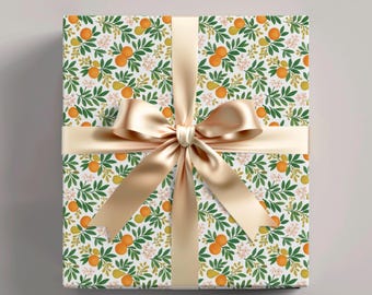 Orange Blossom Gift Wrap Paper: Vibrant Floral Eco-Friendly Wrapping