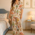 Holiday Mushroom Satin Pajamas – Christmas Red Green Coquette Sleepwear Gift for Her product logo