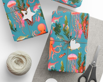 Ocean-Themed Gift Wrap: Colorful Underwater Birthday Party Supplies