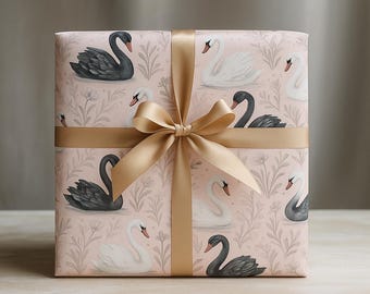 Elegant Swan Gift Wrap: Eco-Friendly Paper for Birthday, Wedding