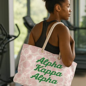 Alpha Kappa Alpha Sorority Weekender Bag Greek Life Travel Tote Cute Floral Coquette Style Gift for College Girls Big Little Sisterhood Gift