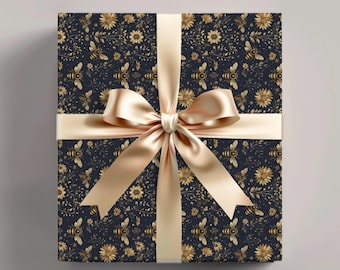 Bee Floral Gift Wrap Set: Eco-Friendly Packaging, Nature-Inspired Design, Bee Design