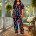 Psychedelic Mushroom Christmas Satin Pajama Set + Holiday Ornament Detail | Cute Xmas PJs Sleepwear Gift product logo