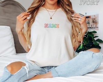 Custom Name Embroidered T-shirt, Custom Name Tshirt, Personalized Tee, Personalized Name Tshirt, Custom Gift Idea, Any Name Tee