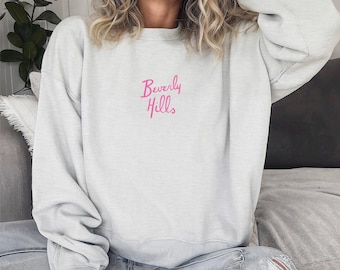Embroidered Retro Camping Sweatshirt, Vintage Movie Sweatshirt, California Sweatshirt, Girl Scouts Inspired, Beverly Hills Style Sweatshirt