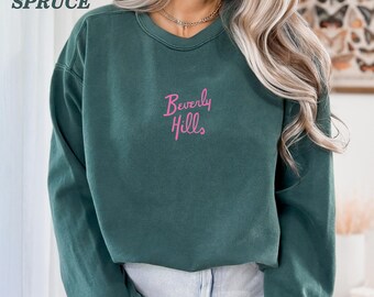 Embroidered Retro Camping Sweatshirt, Vintage Movie Sweatshirt, California Sweatshirt, Girl Scouts Inspired, Beverly Hills Style Sweatshirt