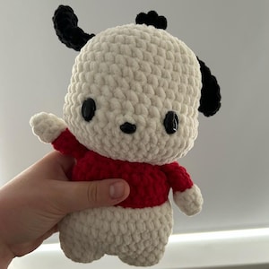 Crochet Puppy Plushie: Handmade Amigurumi Dog with Red Sweater