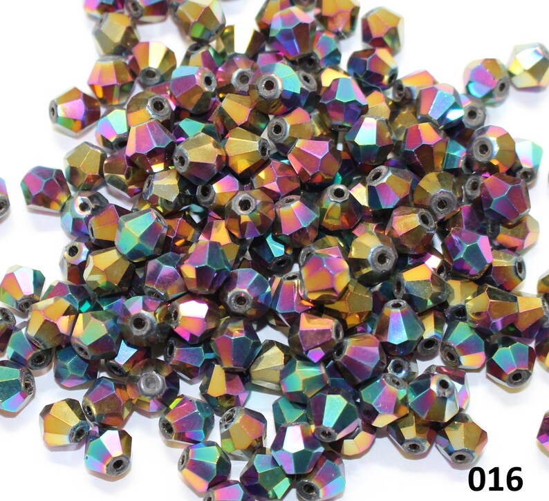 Bulk 4mm Crystal Cut Glass Bicone Metallic BeadsRainbowMulti Etsy