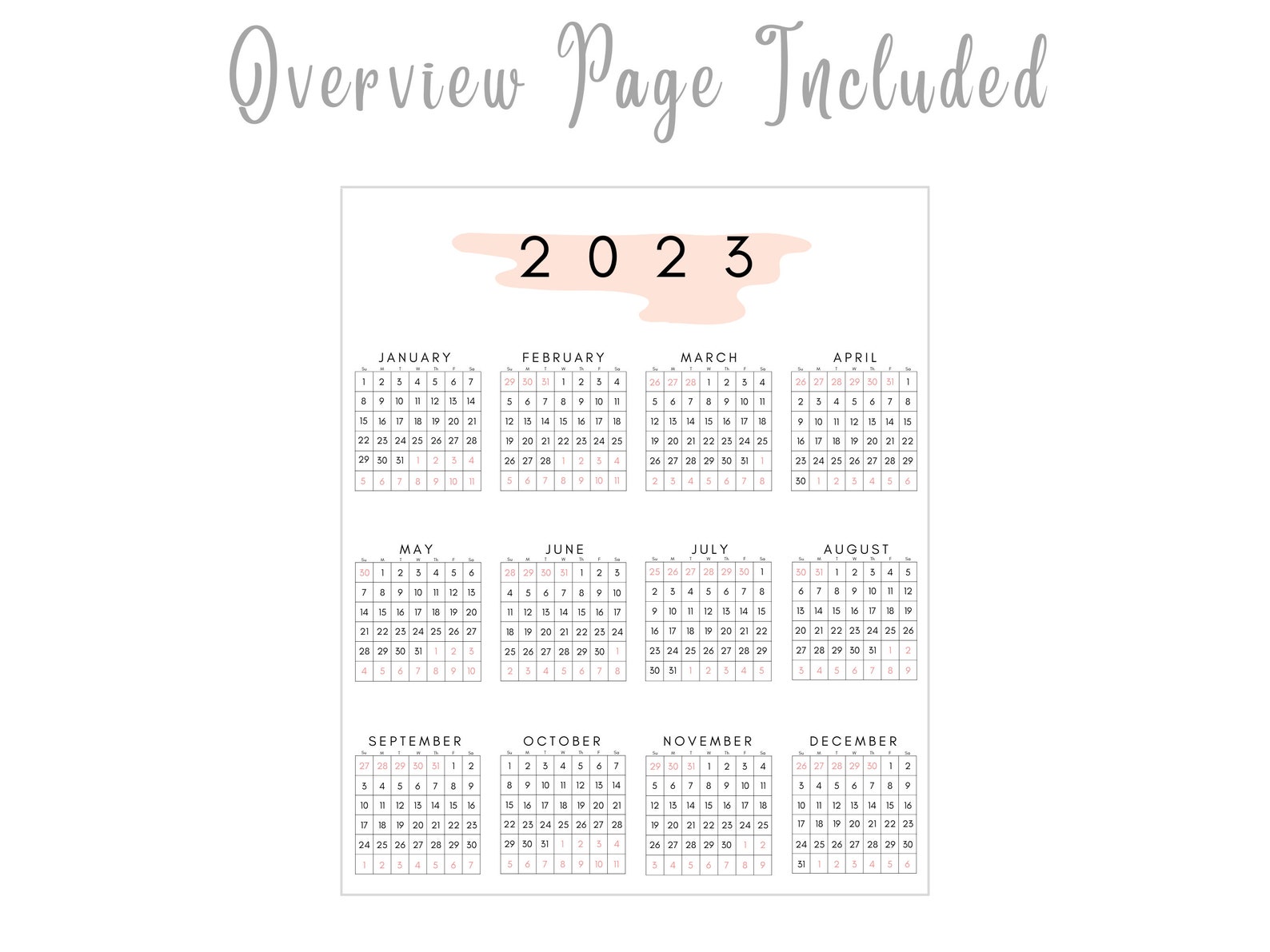 Printable 2023 Calendar, Digital Calendar, PDF Calendar, Instant