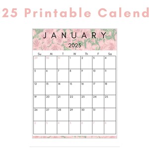 Printable 2025 Calendar, Digital Calendar, PDF Calendar, Instant Download, Direct Download, Digital File, Digital PDF
