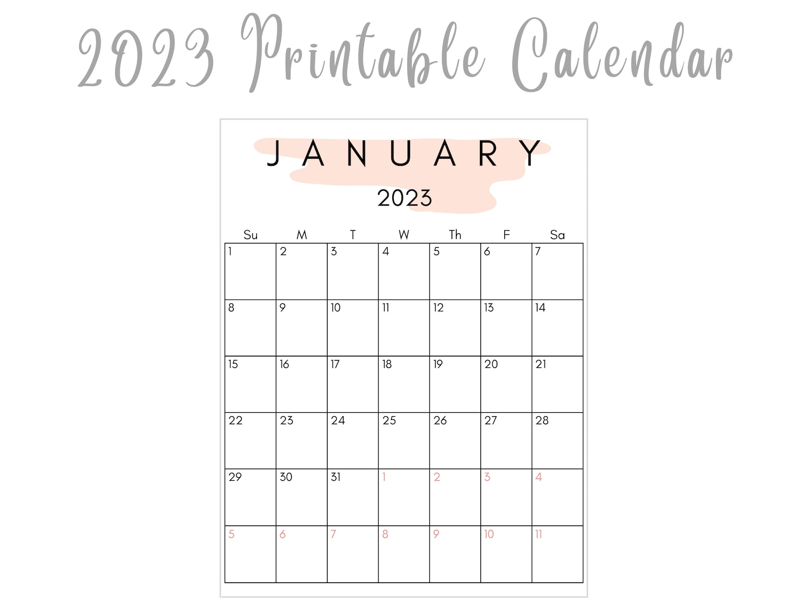 2023 Calendar Printable2023 Calendar Printable Calendar Etsy In 2022