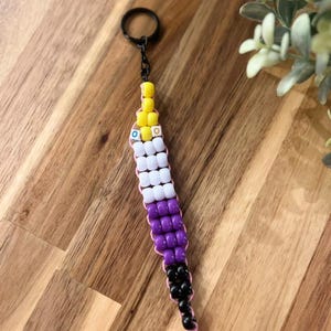 Multicolor Worm Key-chain, Kandi Bead Key-chain, Fidget Key-chain