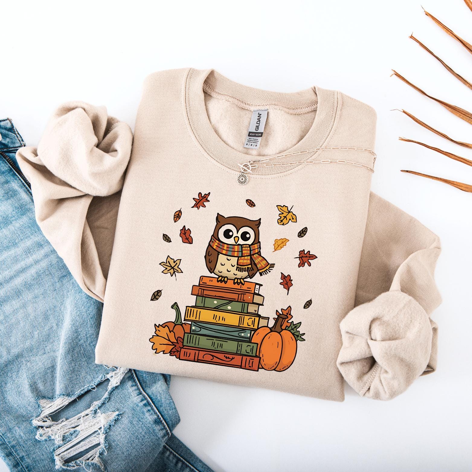 Cozy Fall Owl Sweatshirt: Book Lover Autumn Jumper