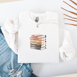 Bookish Sweatshirt: Cozy Literary Stack Pullover, Bookworm Gift