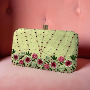 Handmade Embroidered Floral Clutch: Indian Wedding Purse