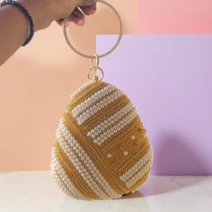 Handgefertigte Perlen Ovale Clutch: Hochzeitsfeier Statement Tasche