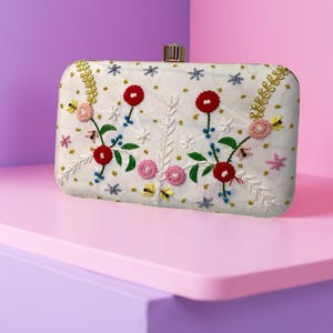Handmade Embroidered Floral Clutch: Indian Wedding Purse