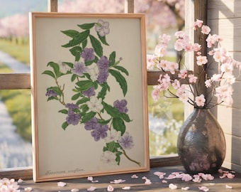 Vintage Purple Franciscea Flower Print | Botanical Wall Art (Digital Download)