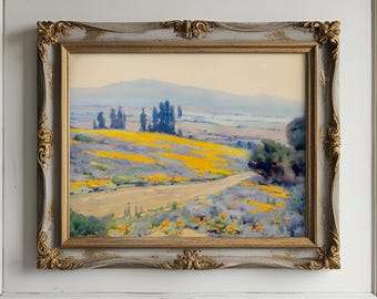 Paysage de champs jaunes – Peinture de campagne impressionniste (téléchargement numérique)