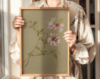 Vintage Azalea Print - Botanical Floral Illustration (Digital Download)