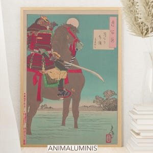 Japanischer Samurai Digitaldruck, Vintage Ukiyo-e Krieger Wandkunst 1885, Digital Download, asiatisches Dekor Geschenk